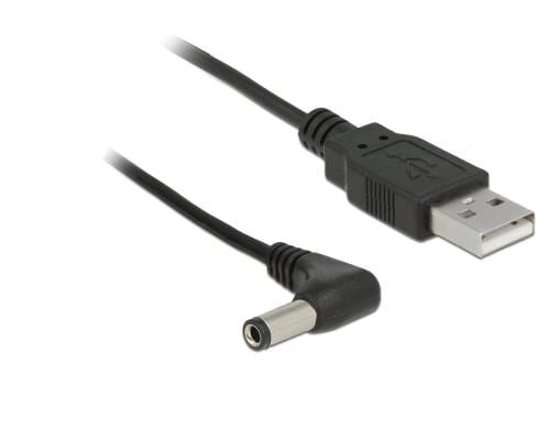 USB2.0-Stromkabel A-5VOLT, 1.5m, schwarz Hohlstecker 5.5mm/2.5mm gewinkelt