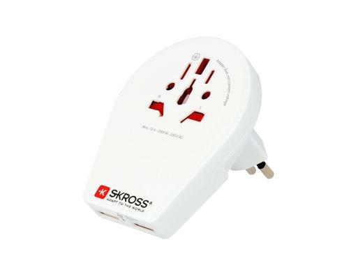 SKROSS Country-Reiseadapter World to Switzerland, Italy, Brasil USB