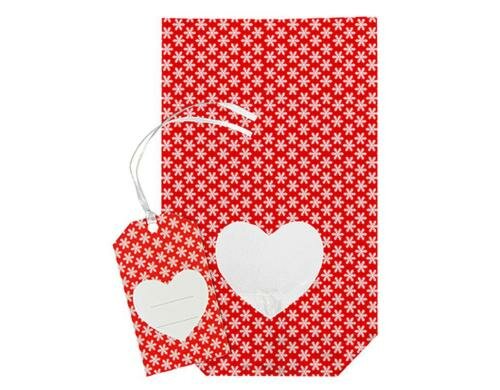 B+C Klarsichtbeutel 11.5 x 19 cm Surprise Heart, mit Anhänger, 6 Stück