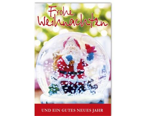 Weihnachtskarte Santa Schneekugel 11.5 x 17 cm