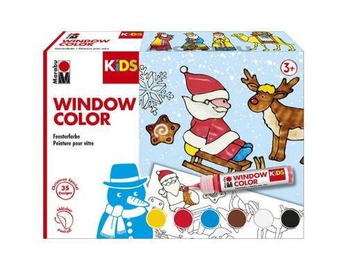 Marabu Window Color Christmas 6 x Window Color, 1 x Malvorlage A3