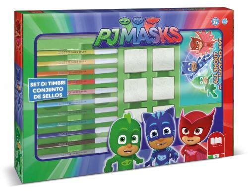 Multiprint Maxi Box PJMASKS 7 Stempel+Kissen+12 Filzstifte+Lineal+Book