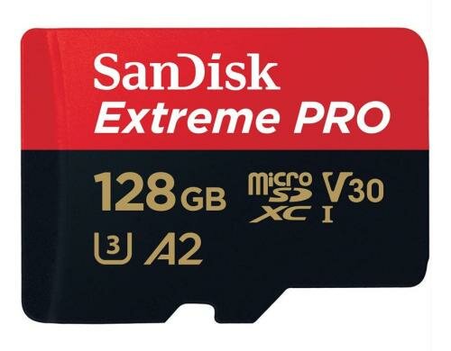 SanDisk microSDXC Card 128GB ExtremePro A2 lesen 170MB/s, schreiben 90MB/s, inkl.Adap