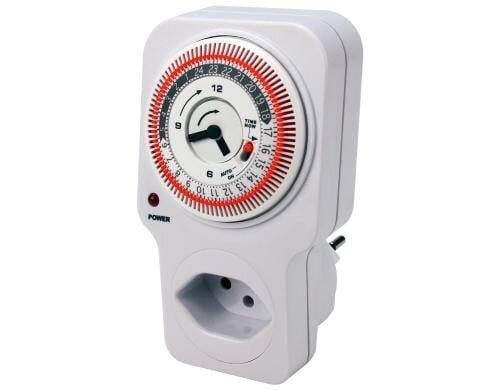 Timer Mechanisch IP20, 24h Zyklus, weiss, T12/T13 Schaltmögl. 15min, Cont. LED