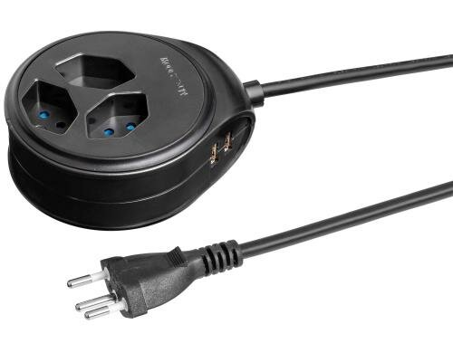 STEFFEN STEBA DISC Steckerl. 3xT13, USB S Rund, Resetschalter, 1.5m, schwarz
