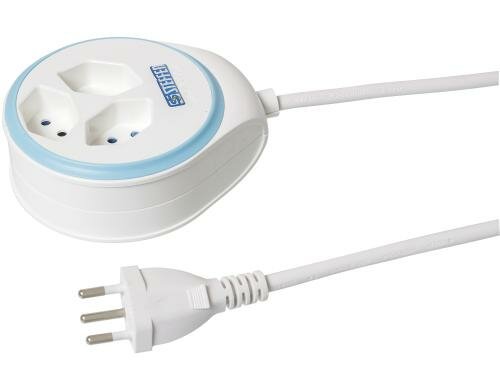 STEFFEN STEBA DISC Steckerleiste 3xT13 WB Rund, Resetschalter, 1.5m, weiss/blau