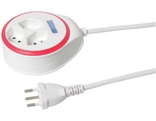 STEFFEN STEBA DISC Steckerleiste 3xT13 WR Rund, Resetschalter, 1.5m, weiss/rot