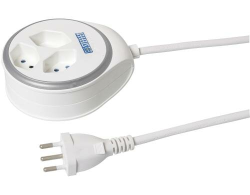 STEFFEN STEBA DISC Steckerleiste 3xT13 WS Rund, Resetschalter, 1.5m, weiss/silber