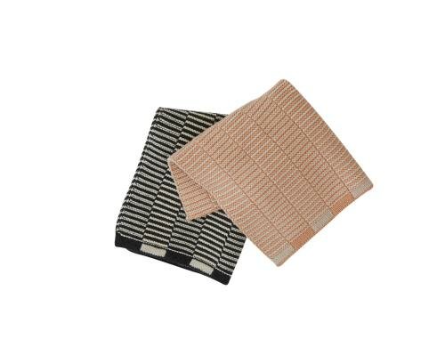 OyOy Waschlappen Stringa Anthrazit/Coral 2er Set, 25 x 25 cm
