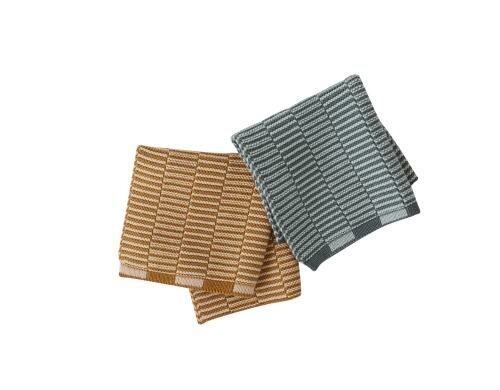 OyOy Waschlappen Stringa Minty/Caramel 2er Set, 25 x 25 cm