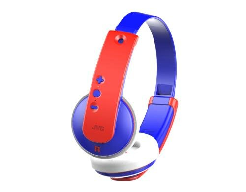 JVC HA-KD9BT Bluetooth On-Ear Kinderkopfhörer, blau-rot
