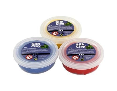 Creativ Company Silk Clay 3 x 14 g, blau, gelb, rot