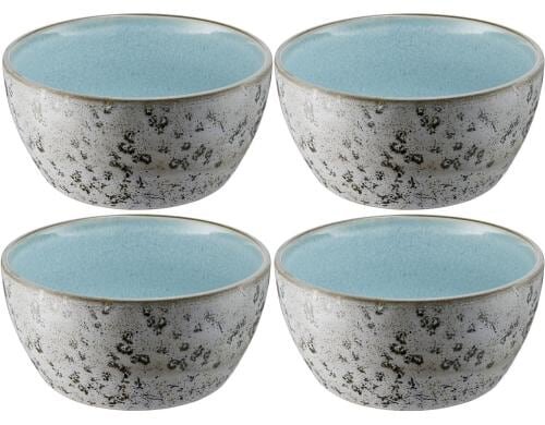 Bitz Schale 12cm grau/hellblau 4er Set, 12cm Durchmesser, Stoneware