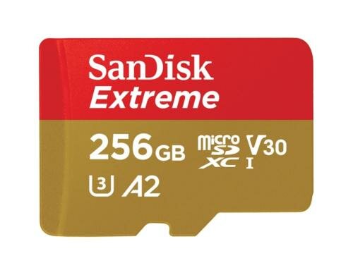SanDisk microSDXC Card 256GB Extreme UHS A2 lesen 160MB/sec, schreiben 90MB/s inkl.Adap