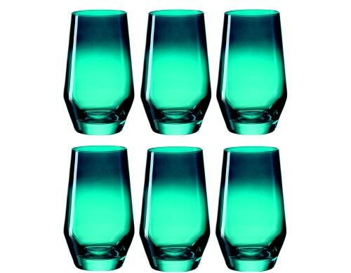 Leonardo Trinkglas Puccini 365ml Türkis 6 Stück, HxD: 13x7.5cm, Vol: 365ml