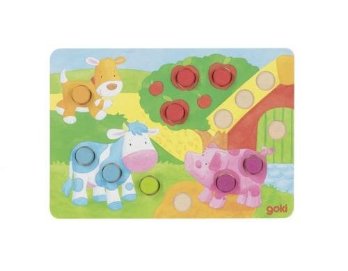 Goki Farbwürfelspiel II 21 x 14,5 x 0,6 cm, Holz, 95 Teile