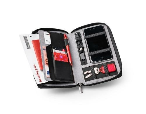 Dufco Reisemappe mit Powerbank 4000 mAH Smart Organizer grau