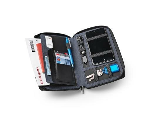 Dufco Reisemappe mit Powerbank 4000 mAH Smart Organizer jeansblau