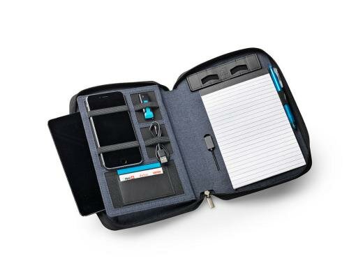 Dufco Konferenzmappe A5 mit Powerbank 5000 mAH Smart Organizer jeansblau