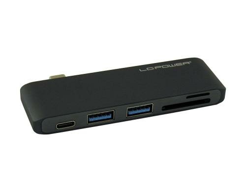 LC Power LC-HUB-C-MULTI-2A,2x USB3.0 Hub bl inkl. Ladeport, Cardreader
