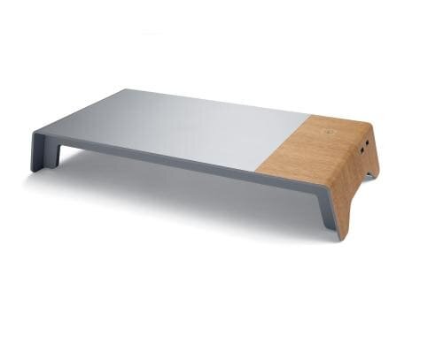 Sigel Monitorständer Smartstyle USB+ Induktionsladegerät, Metallic-Holz-Look