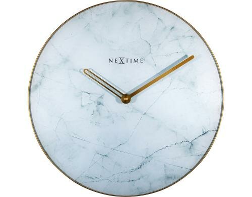 NexTime Wanduhr Marble weiss Ø 40 cm, Glas/Metall