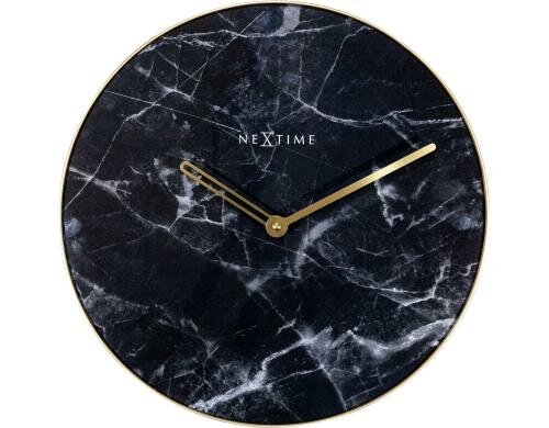NexTime Wanduhr Marble schwarz Ø 40 cm, Glas/Metall