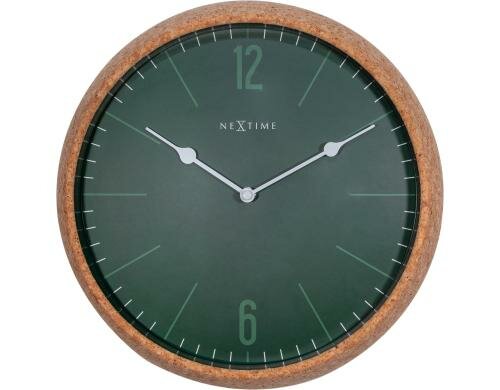 NexTime Wanduhr Cork grün Ø 30 cm, Kork/Glas