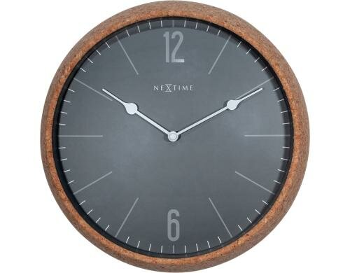 NexTime Wanduhr Cork grau Ø 30 cm, Kork/Glas