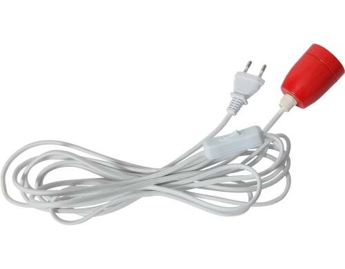 Kabelleuchte GLAZE m. Switch 5M E27 WRot Textilkabel Indoor, 500cm x 6cm