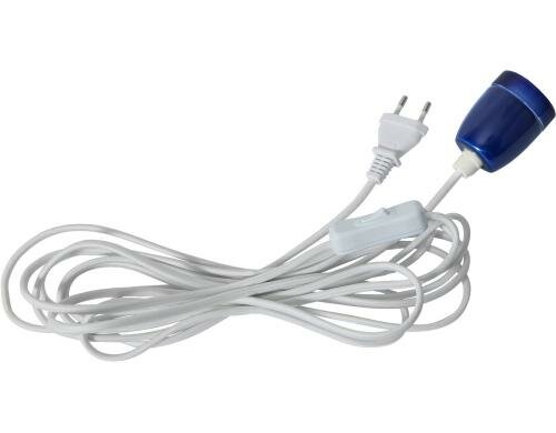 Kabelleuchte GLAZE m. Switch 5M E27 WBlau Textilkabel Indoor, 500cm x 6cm