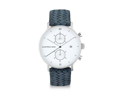 Kapten & Son Chrono Silver Light Blue Woven Unisex
