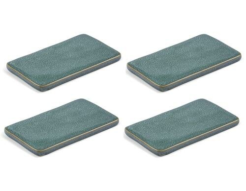 Bitz Servierplatte 22x12.8cm grün 4er Set, Stoneware