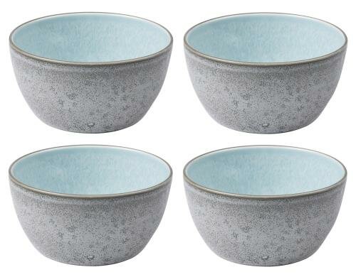 Bitz Schale 14cm grau/hellblau 4er Set, 14cm Durchmesser, Stoneware