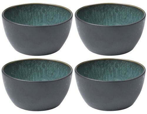 Bitz Schale 14cm schwarz/grün 4er Set, 10cm Durchmesser, Stoneware