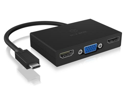 ICY BOX IB-DK2104-C 3n1 Adapter Type-C zu HDMI/VGA/Displayport, Ultra HD