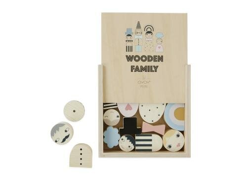 OyOy Wooden Family Bricks 100% Buche, L: 2.5 - 5.5 cm x H: 1 - 5.5cm