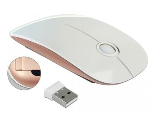Delock 12536 Optische Wireless-Maus USB Typ-A, 3 Tastenm weiss/rosa,
