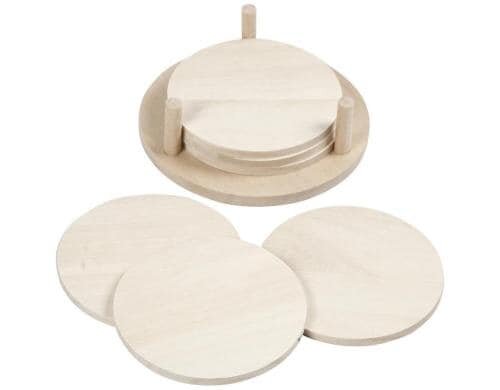 Creativ Company Holzuntersetzer 9.5 cm inkl. Halterung 12.5 cm