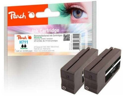 Peach Tinte HP CZ129A, No 711 TwinPack 2x black, 2x 41ml, 2x 1430 Seiten