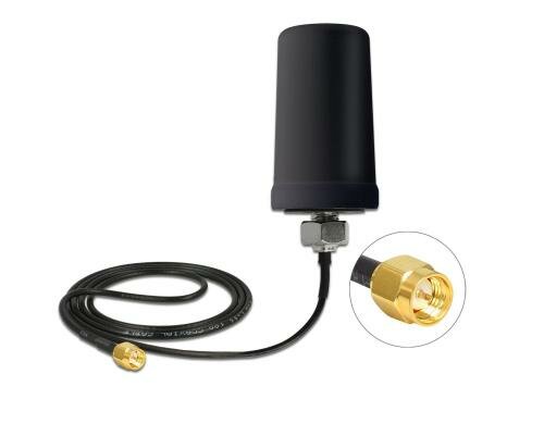 LTE/UMTS/GSM Antenne, SMA-Stecker, schwarz max. 1.6dBi Gewinn, Outdoor Rundstrahl, 1m
