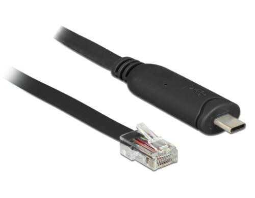 Delock USB-C zu RJ-45 Konsolenkabel, 2m RS-232,Kompatibel mit Cisco Geräten,schwarz