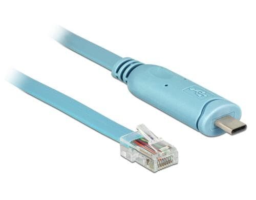 Delock USB-C zu RJ-45 Konsolenkabel, 3m RS-232, Kompatibel mit Cisco Geräten, blau