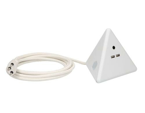 Max Hauri Pyramide Soft-Touch Oberfläche 2x T13 KS, 2x USB 2.1A, 3m Zul., weiss