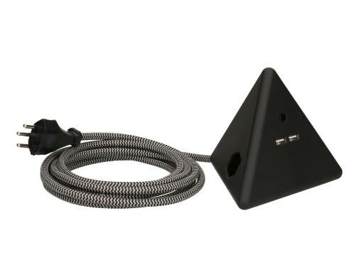 Max Hauri Pyramide Soft-Touch Oberfläche 2x T13 KS, 2x USB 2.1A, 3m Zul., schwarz