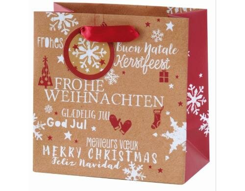 Edition Gollong Geschenktasche 15x15cm Weihnachten, Kraftpapier