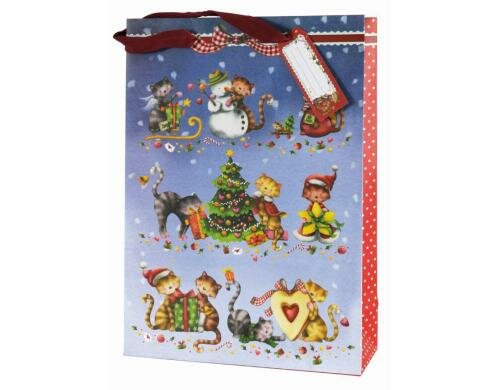 Edition Gollong Geschenktasche 26x36cm Weihnachtliche Katzen / Nina Chen