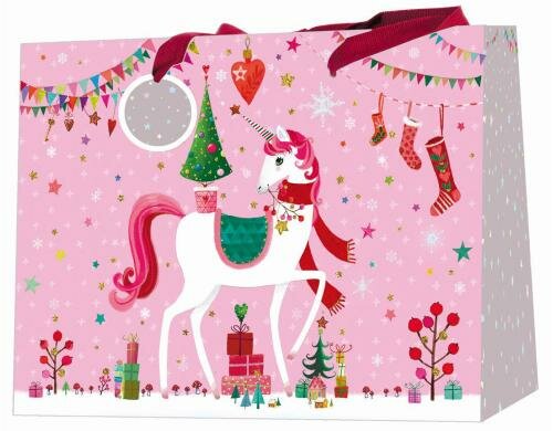 Edition Gollong Geschenktasche 25x19cm Weihnachtliches Einhorn / Mila Marquis