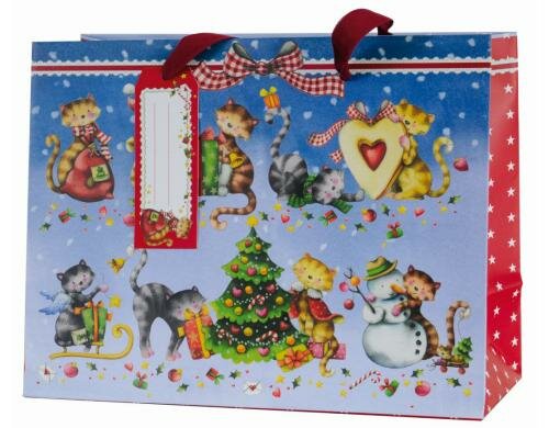 Edition Gollong Geschenktasche 25x19cm Weihnachtliche Katzen / Nina Chen