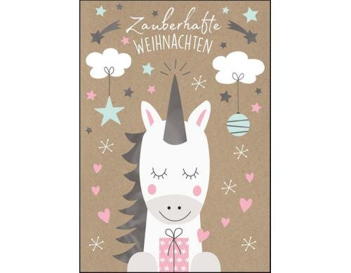Edition Gollong Weihnachtskarte 125x185mm Zauberhafte Weihnachten / Einhorn / Katri